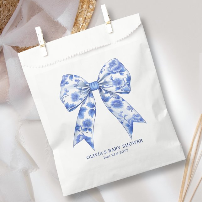 Blue Chinoiserie Coquette Bow Baby Dusche Geschenktütchen (Von Creator hochgeladen)