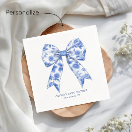 Blue Chinoiserie Coquette Bow Baby Dusche Serviette