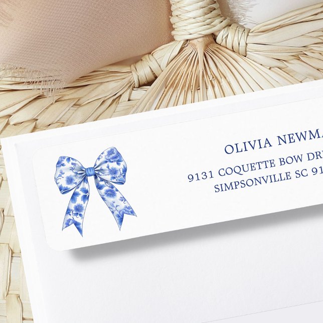 Blue Chinoiserie Coquette Bow Rücksendeadresse (Von Creator hochgeladen)