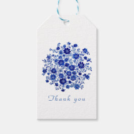 Blue Chinoiserie Floral bouquet Wedding Thank You Geschenkanhänger