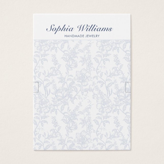 Blue Chinoiserie Floral Bracelet Display Card (Devant)