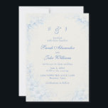 Blue Chinoiserie Floral Cream Wedding Einladung<br><div class="desc">Blue Chinoiserie Floral Blue Text Cream background wedding invitation.</div>