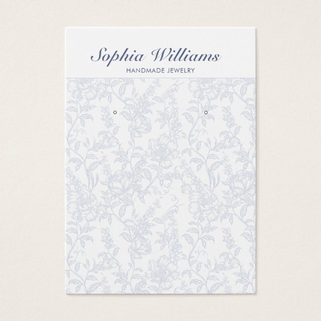 Blue Chinoiserie Floral Earring Display Card (Devant)