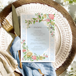 Blue Chinoiserie Floral Menu - Trianon Menükarte