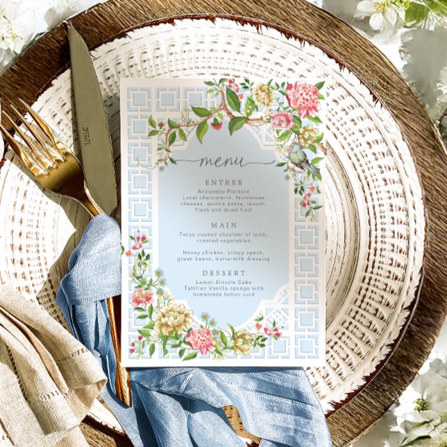 Blue Chinoiserie Floral Menu - Trianon Menükarte (Von Creator hochgeladen)