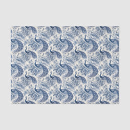 Blue Chinoiserie Floral Peacocks Decoupage Seidenpapier