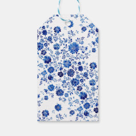 Blue Chinoiserie Floral Thank You Geschenkanhänger