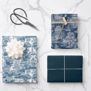 Blue Chinoiserie Geschenkpapier Set