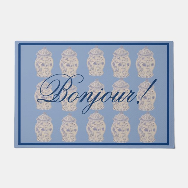 Blue Chinoiserie Ginger Jar Jars Doo Fußmatte (Vorderseite)