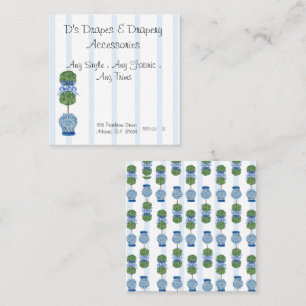 Blue Chinoiserie Ginger Jar Jars Topiary Quadratische Visitenkarte