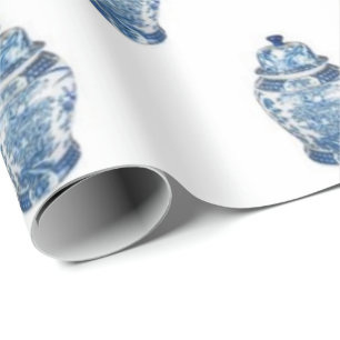 Blue Chinoiserie Ginger Jar Jars Wrapping Paper Geschenkpapier
