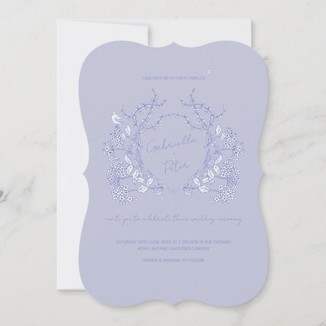 Blue Chinoiserie Hochzeitseinladung Einladung (Vorderseite)