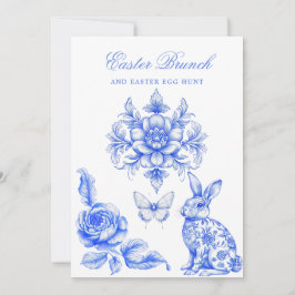 Blue Chinoiserie Osterfeier Ei Hunt Einladung
