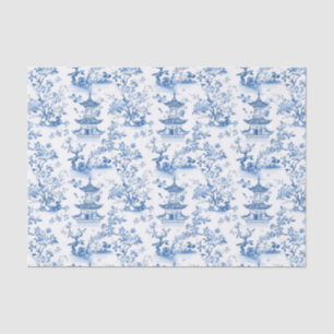 Blue Chinoiserie Pagodas Toile Seidenpapier