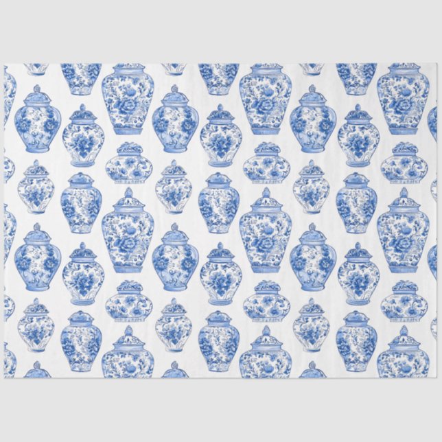 Blue Chinoiserie Pattern  Seidenpapier (Vorderseite)