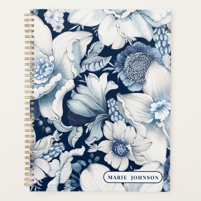 Blue Chinoiserie Personalisiert Planer (Vorderseite)
