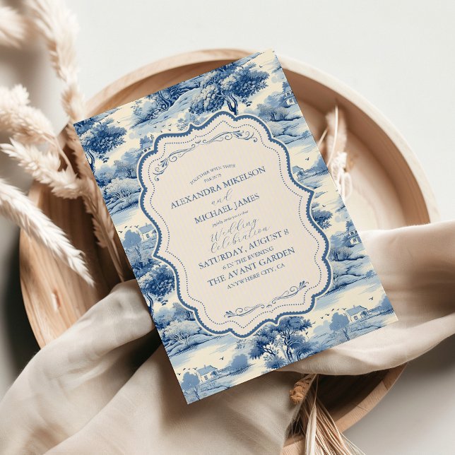 Blue Chinoiserie Porcelain Botanische Peony Weddin Einladung (Von Creator hochgeladen)