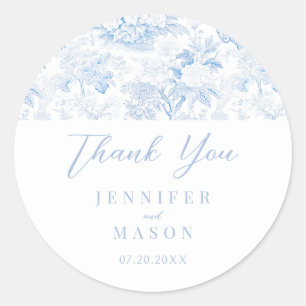 Blue Chinoiserie Porcelain Hochzeit Vielen Dank Runder Aufkleber