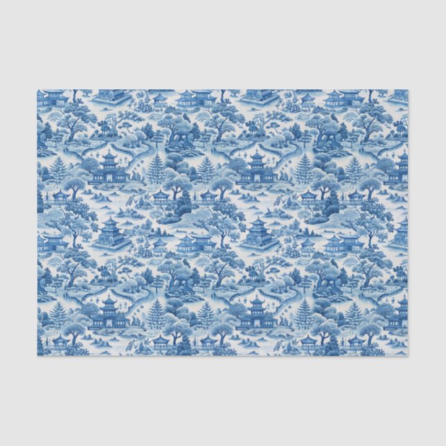 Blue Chinoiserie Porcelaine chinese Seidenpapier (Vorderseite)