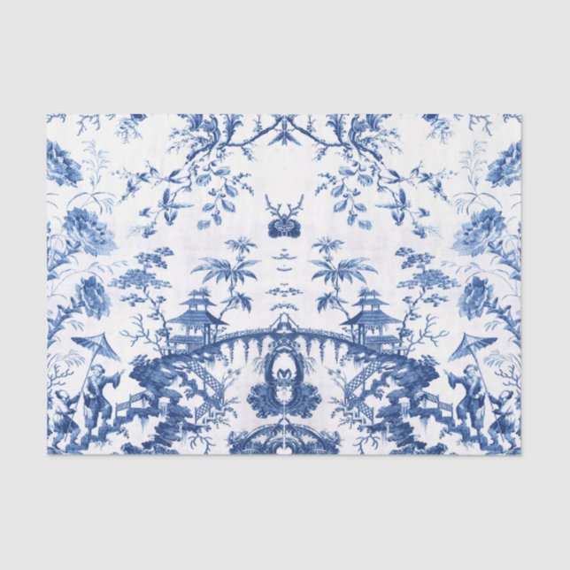 Blue Chinoiserie Seidenpapier (Vorderseite)