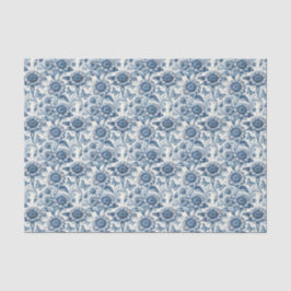 Blue Chinoiserie Sunflowers Butterflies Decoupage Seidenpapier