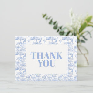 Blue Chinoiserie Toile de Jouy Baby Dusche Dankeskarte