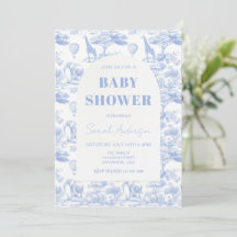 Blue Chinoiserie Toile de Jouy Baby Dusche