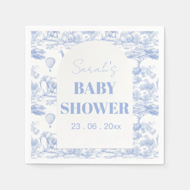 Blue Chinoiserie Toile de Jouy Baby Dusche Serviette (Vorderseite)