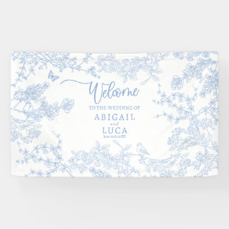 Blue Chinoiserie Toile de Jouy Wedding Banner