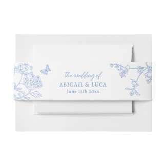Blue Chinoiserie Toile de Jouy Wedding Einladungsbanderole