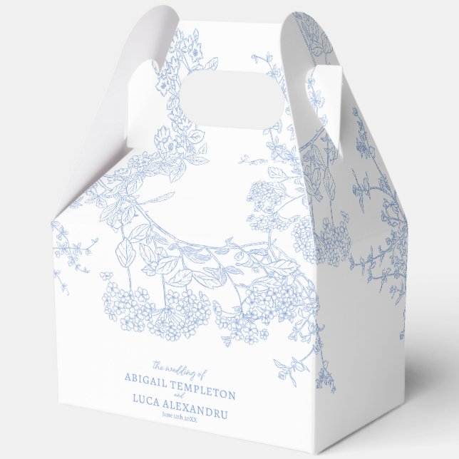 Blue Chinoiserie Toile de Jouy Wedding Geschenkschachtel (Vorderseite)