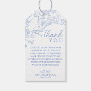 Blue Chinoiserie Toile de Jouy Wedding Programm Geschenkanhänger