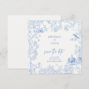 Blue Chinoiserie Toile de Jouy Wedding Rett Date Einladung