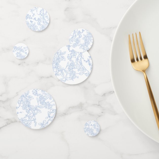 Blue Chinoiserie Toile de Jouy Wedding Rett Date Konfetti (Gruppe)