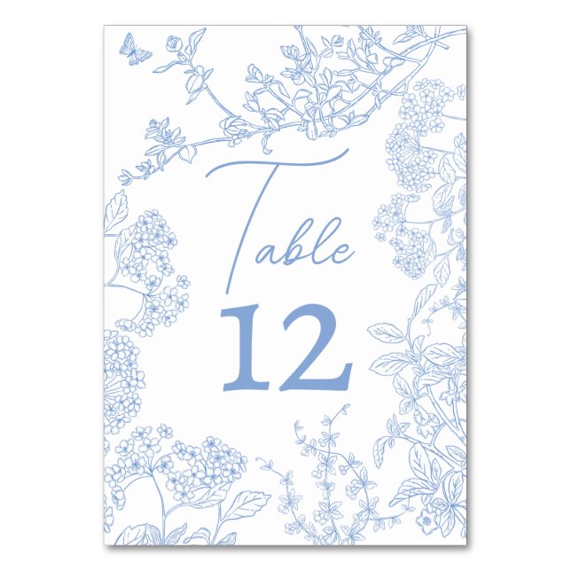 Blue Chinoiserie Toile de Jouy Wedding Rett Date Tischnummer (Rückseite)