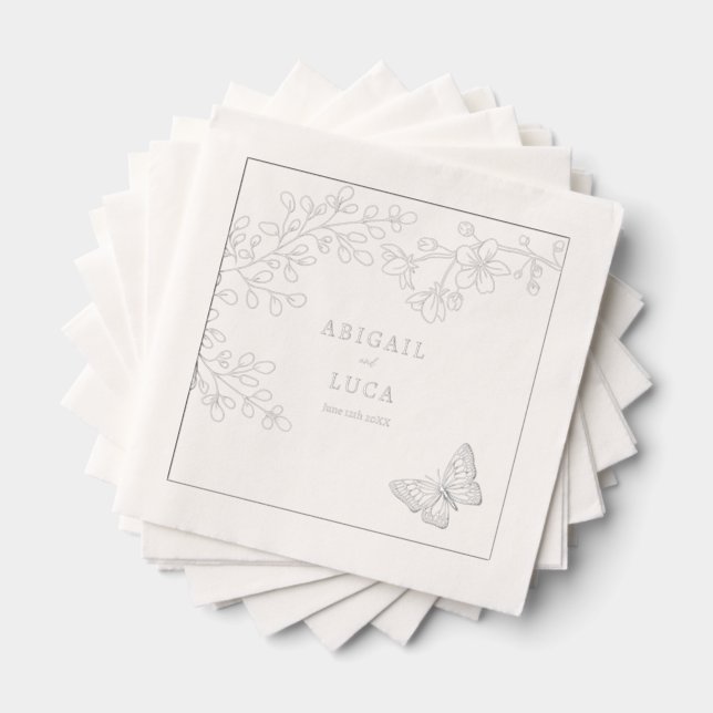 Blue Chinoiserie Toile de Jouy Wedding Servietten Mit Folie (Insitu (Gestapelt))