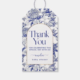 Blue Chinoiserie Victorian Floral baby shower Geschenkanhänger