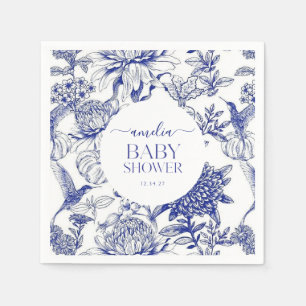 Blue Chinoiserie Viktorianisch Floral Baby Dusche Serviette