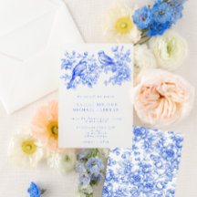 Blue Chinoiserie Vintag Love Birds Hochzeit
