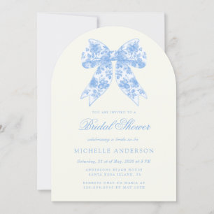 Blue Chinoiserie Vintages Brautparty Einladung