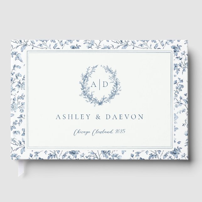 Blue Chinoiserie Wedding Gästebuch (Vorderseite)