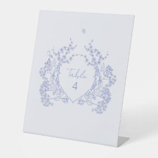 Blue Chinoiserie Wedding Tischnummer Pedestal Sig Sockelschild
