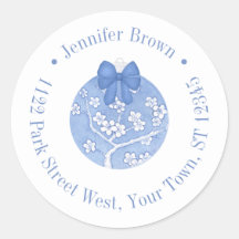 Blue Chinoiserie Weihnachts-Ornament Rücksendeadre