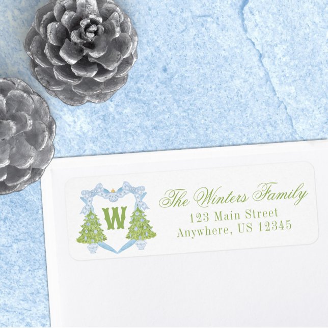 Blue Chinoiserie Weihnachtsbaum Monogram Wappen (Von Creator hochgeladen)