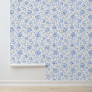 Blue Chinoises Coastal Großmutter Floral Tapete