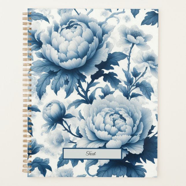 Blue Chinoserie Wild Blume Planer (Vorderseite)