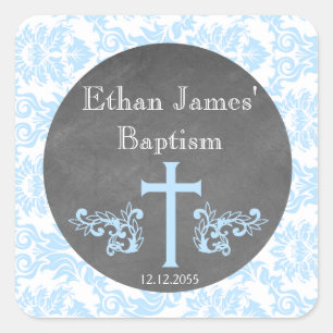 Blue Christening Taufe Bevorzugen Stickers Tags