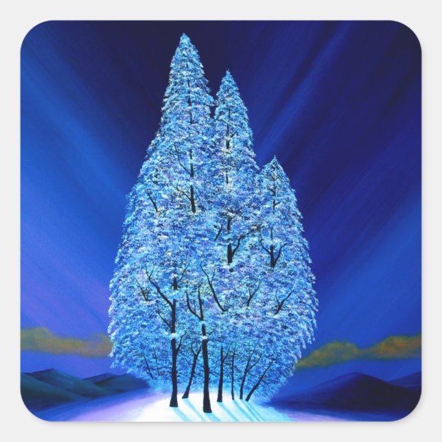 Blue Christmas #7 Quadratischer Aufkleber (Vorderseite)