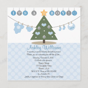 Blue Christmas Baby Shower Einladungen