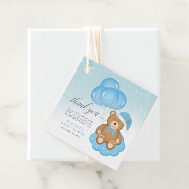 Blue Christmas Baby Sleepy Bear Vielen Dank Geschenkanhänger (Beispiel)
